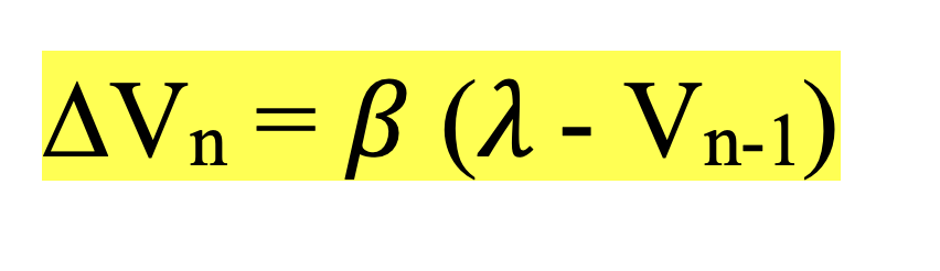 <p>• CS-US association increases proportional to which US is surprising</p><p>• Larger prediction error -> greater learning</p><p>• When you fail to predict the US, you want to increase your likelihood of predicting it in the future (given the same CS).</p><p>-	∆Vn = 𝛽 x prediction error</p><p>-	Learning is prediction error x dampening factors</p><p>-	learning is prediction error times dampening factor to reduce noise cause there is too much noise in the environment</p>