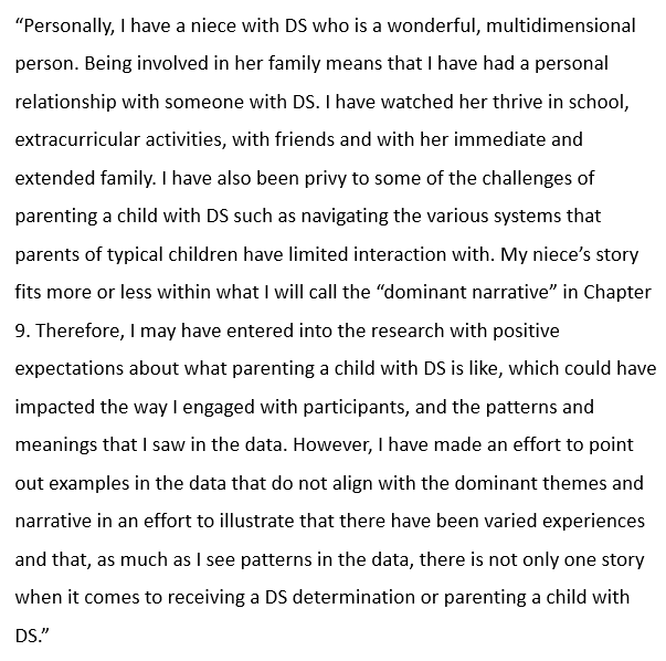 <p>Confirmability</p><p>_______________ - <strong>explaining how you are situated to the research and how it could have affected your results. Researcher turns focus to themselves taking responsibility for the context, how you conducted, etc.</strong></p>