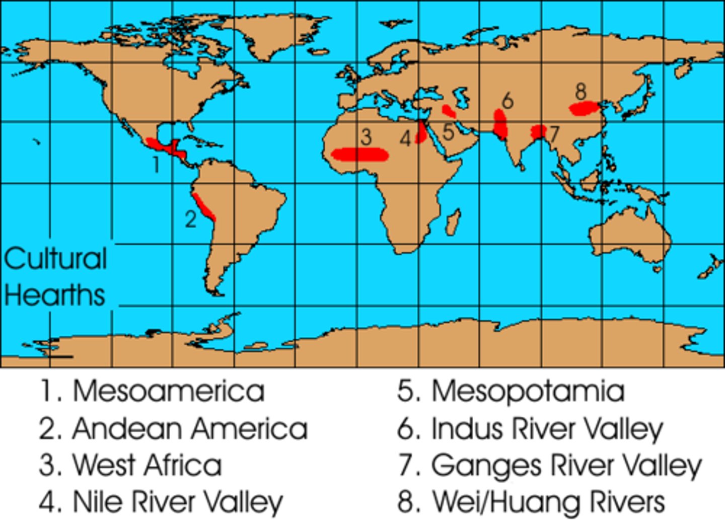 <p>Heartland, source area, innovation center; place of origin of a major culture.</p>