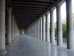 <p>Covered walkway or colonnade usually open to the public</p>