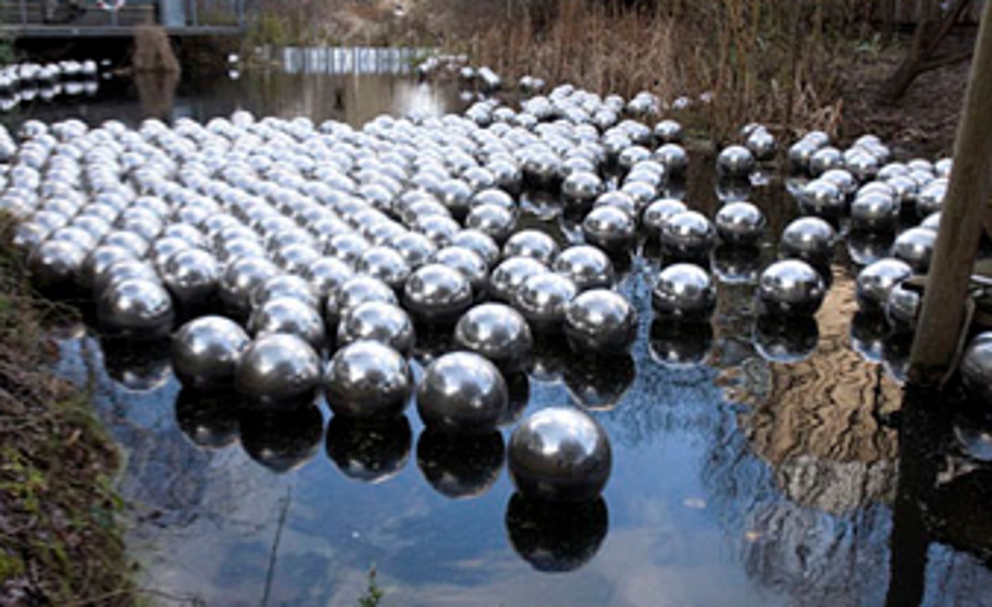 <p>a temporary work of art made up of assemblages created for a particular space, like an art gallery or a museum</p>