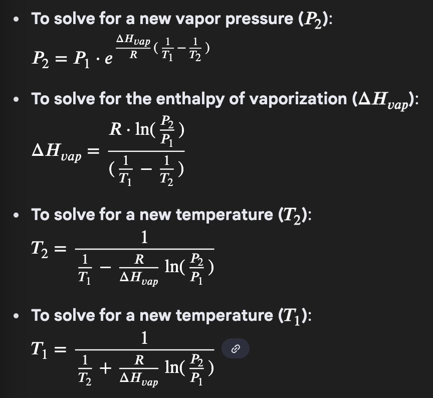 <p>finding an unknown vapor pressure / boiling point </p>