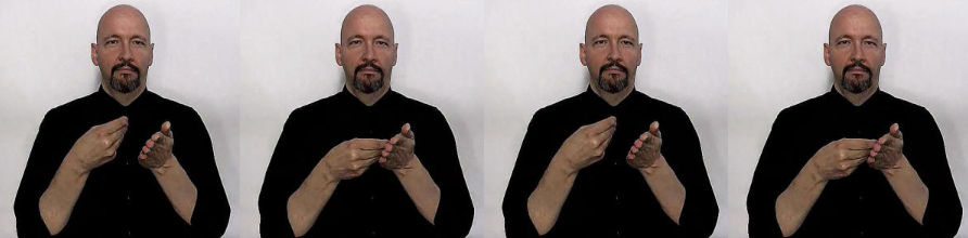 <p>dominant hand flatted&nbsp;“o” shape, tap on non-dominant twice</p>