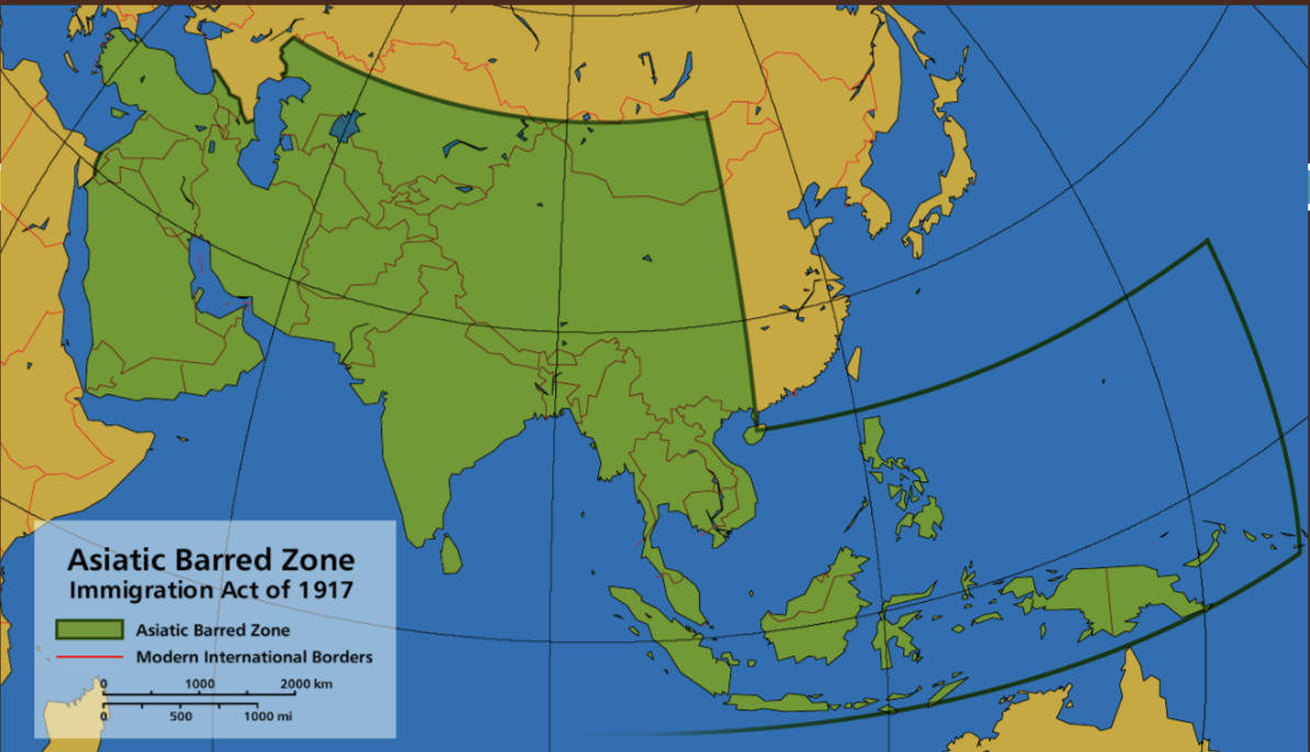 <p>Asiatic Barred Zone - Immigration Act of 1917</p>