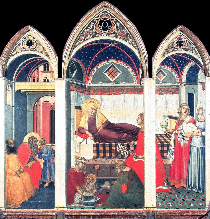 <p><span style="background-color: transparent;"><strong><span>The Birth of The Virgin, 1342</span></strong></span></p><p><strong><span>The art is a </span><mark data-color="yellow" style="background-color: yellow; color: inherit;"><span>triptych</span></mark><span> (three part panel painting)</span></strong></p>