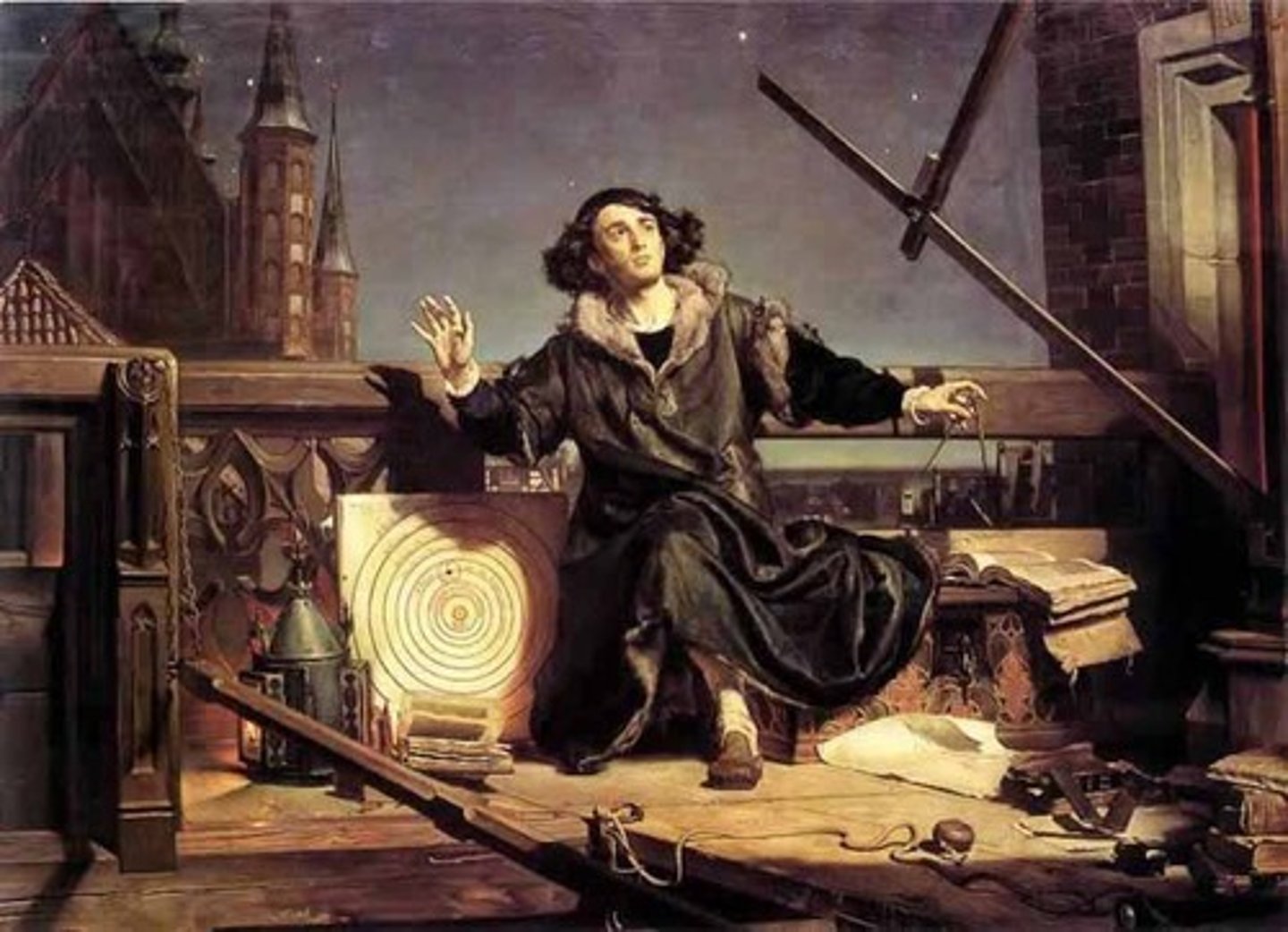 <p>A heliocentric model, which is a sun-centered model of the universe.</p>