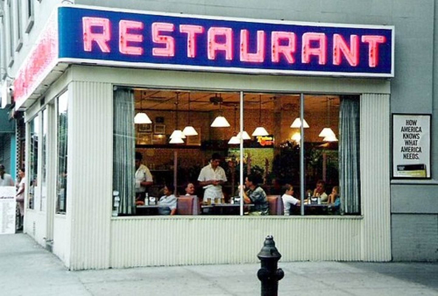 <p>at the restaurant</p>