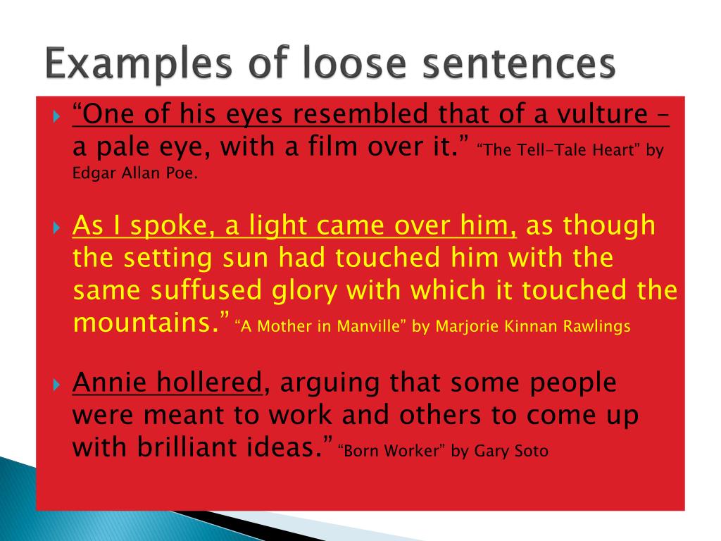 <p>A type of sentence structure that places the main clause at the beginning and then adds one or more clauses or modifiers. <strong>The independent clause is at the beginning.</strong></p><p>EX: “<span style="font-family: Google Sans, Roboto, Arial, sans-serif">The old man walked slowly down the street, his cane tapping rhythmically on the pavement, his eyes taking in the familiar sights of his neighborhood." </span><br><span style="font-family: Google Sans, Roboto, Arial, sans-serif"><em>the main sentence is “the old man walked slowly down the street” and the rest is details about how he walks.</em></span></p><p>“She arrived at the party, full of excitement and ready to dance, eager to see her friends."<br></p>