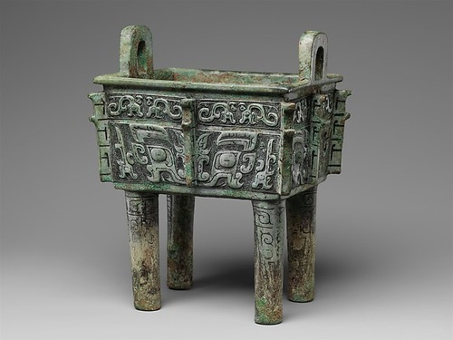 <p>- Elaborate bronze vessels produced by the Shang dynasty (c. 1600-1046 BCE) for ancestor worship rituals</p><p>- Made using sophisticated piece-mold casting unique to China, not lost-wax casting</p><p>- Shapes include food vessels (ding tripods), wine vessels, and bells, each with specific ritual uses</p><p>- Decorated with zoomorphic taotie masks and abstract animal motifs</p><p>- Quantity in tombs signaled elite status; among the finest ancient bronzes in the world</p>