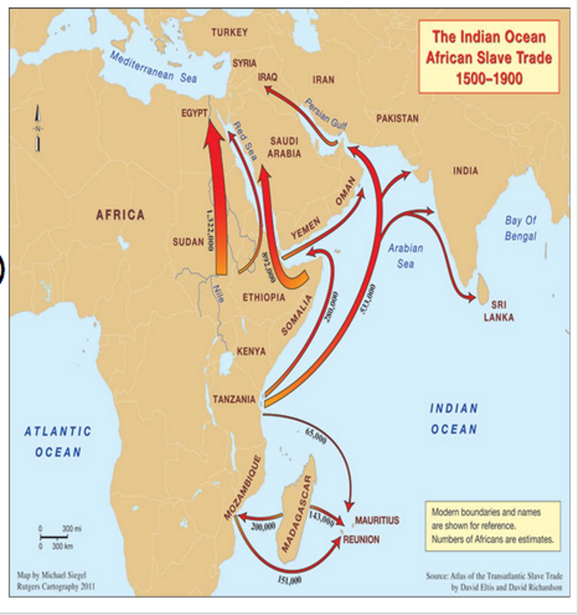 <p>The trade route that brought enslaved people from Eastern Africa to Northern Africa, the Middle East, and India. It peaked in the 18th and 19th century.</p>