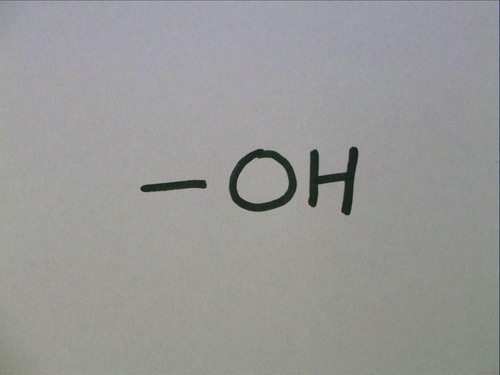 alcohols (end in -ol), very reactive due to O, soluble in H2O