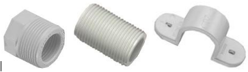 <p>Threaded reducer, PVC threaded bush, PVC saddle</p>