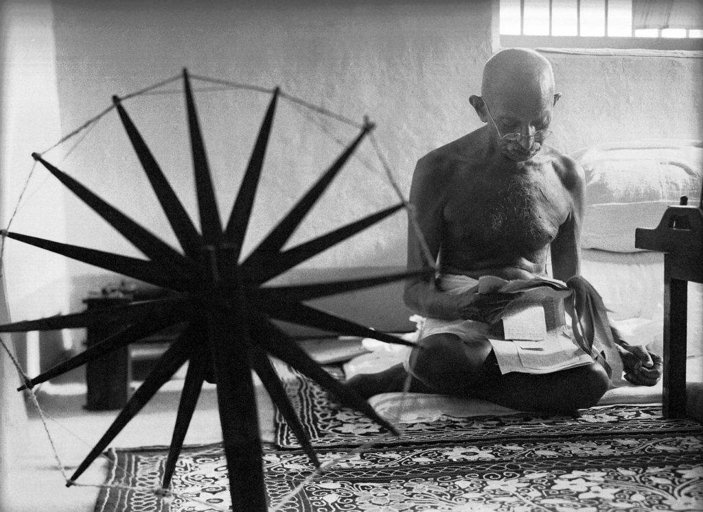 <p>Ghandi and His Spinning Wheel (1946)</p>