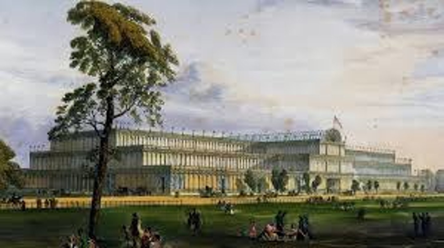 <p><span>modernity</span></p><p>He was a greenhouse designer</p><p>Uses new technology</p><p>The queen of England commissions this</p><p>Open in the middle</p><p>Full trees in the middle of the building</p><p>Almost the whole building was glass</p><p>In 1950, this was completely unheard of</p><p>Coasted a whole lot of money</p><p>Put up in the height of England's colonial power</p>