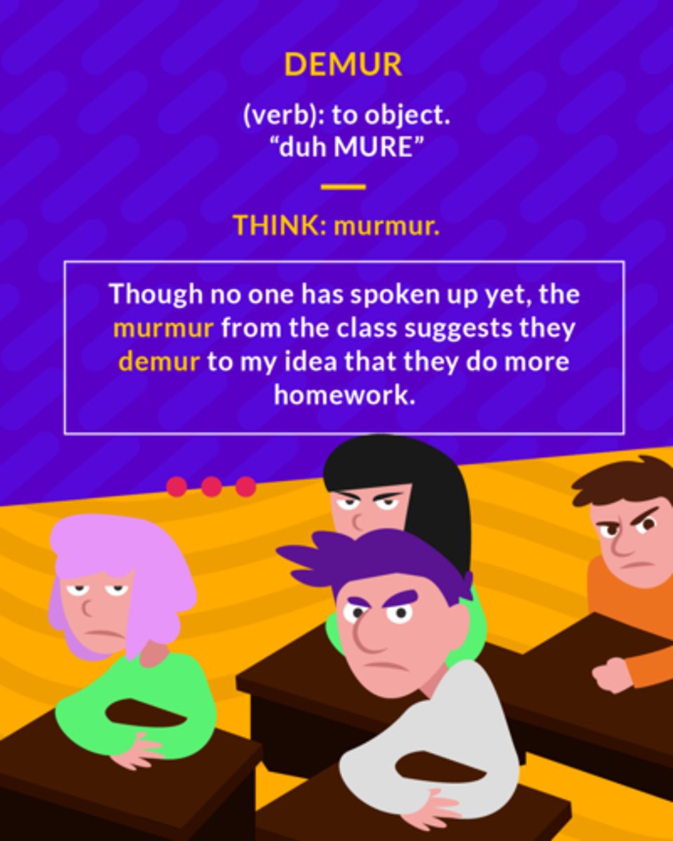 <p>(v.) to object or take exception to; (n.) an objection</p>