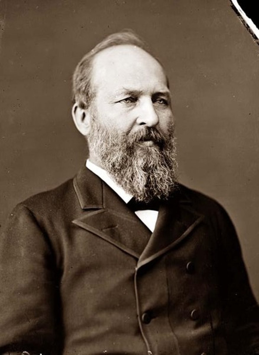 <p>20th president, Republican, assassinated by a Stalwart after a few months in office due to lack of patronage</p>