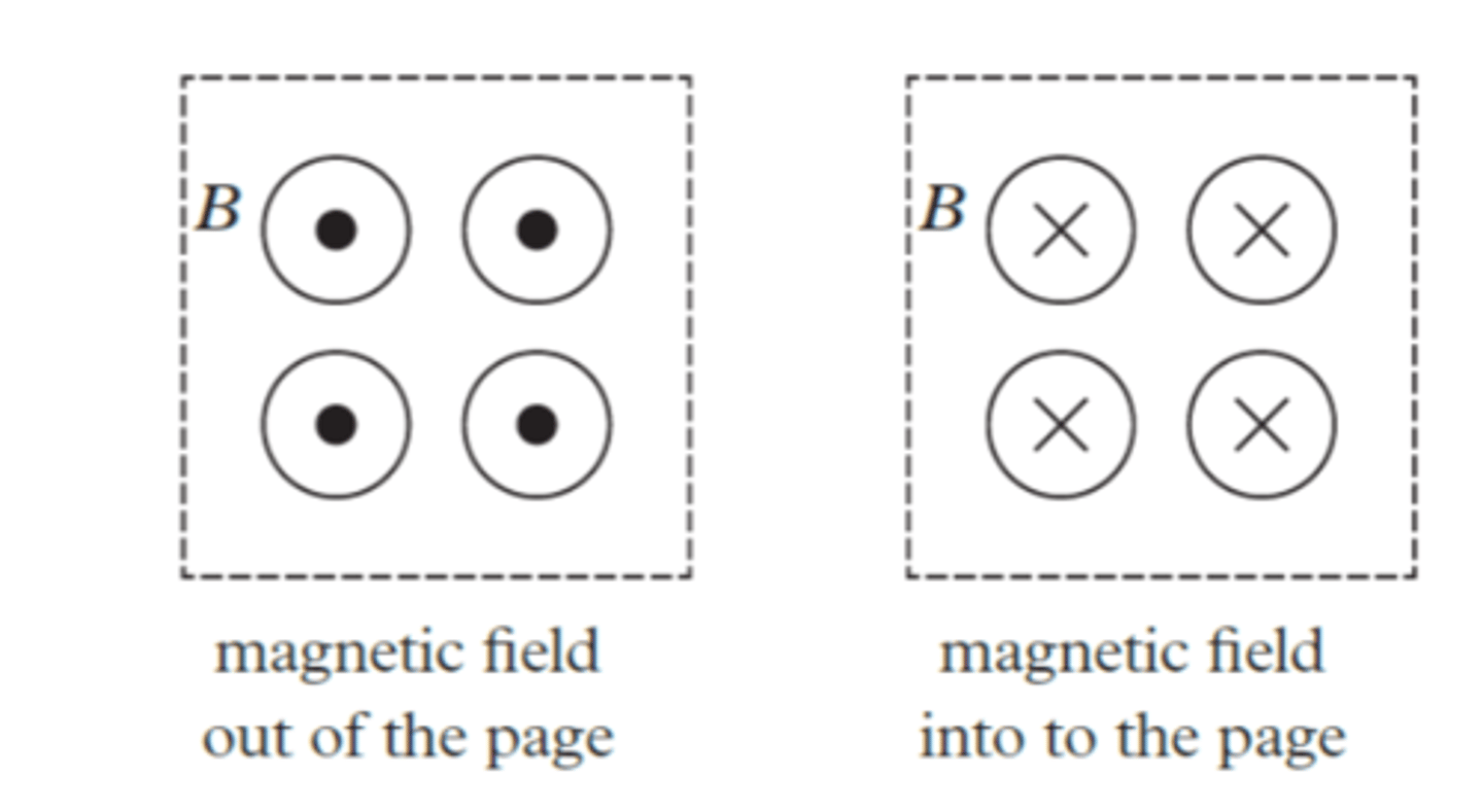 <p>Magnetic field into the page</p>