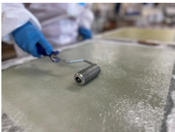 <p>Open-mold shaping method in which successive layers of resin and reinforcement are manually applied to an open mold to build the laminated FRP structure </p><p>Labor Intensive</p>