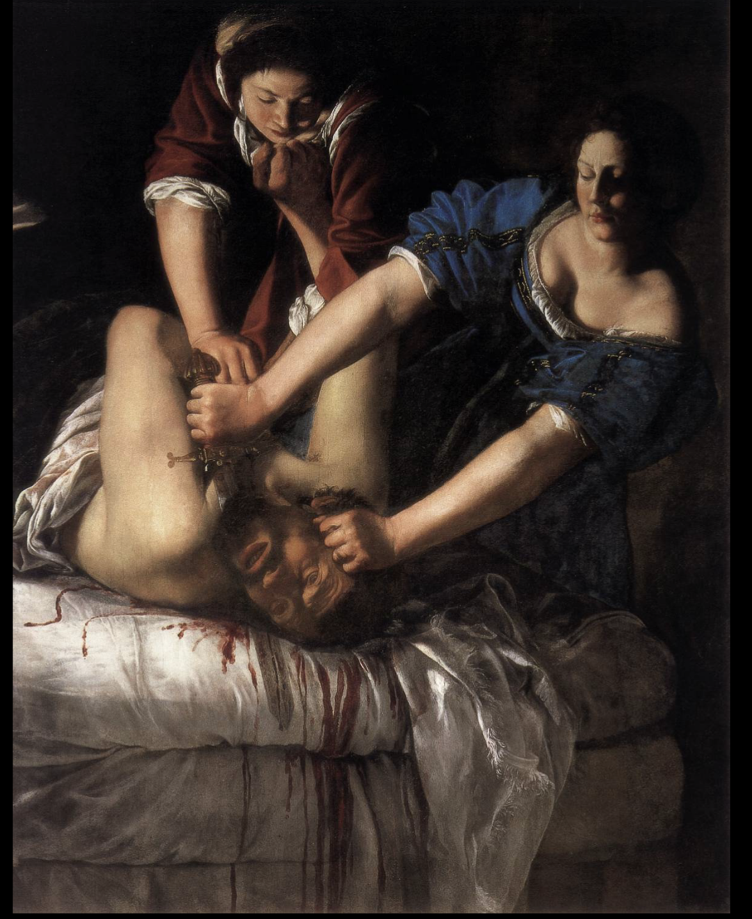 <ul><li><p>Artemisia Gentileschi, 1620</p></li><li><p>More typical to show moment after beheading, instead shows them during violence</p></li></ul>