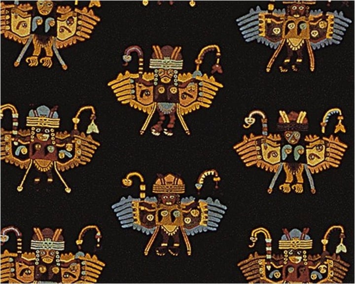 <p>Paracas Peninsula, Peru c. 200 BCE-200 CE; central andes weaving; highly developed textiles with a high thread count</p>