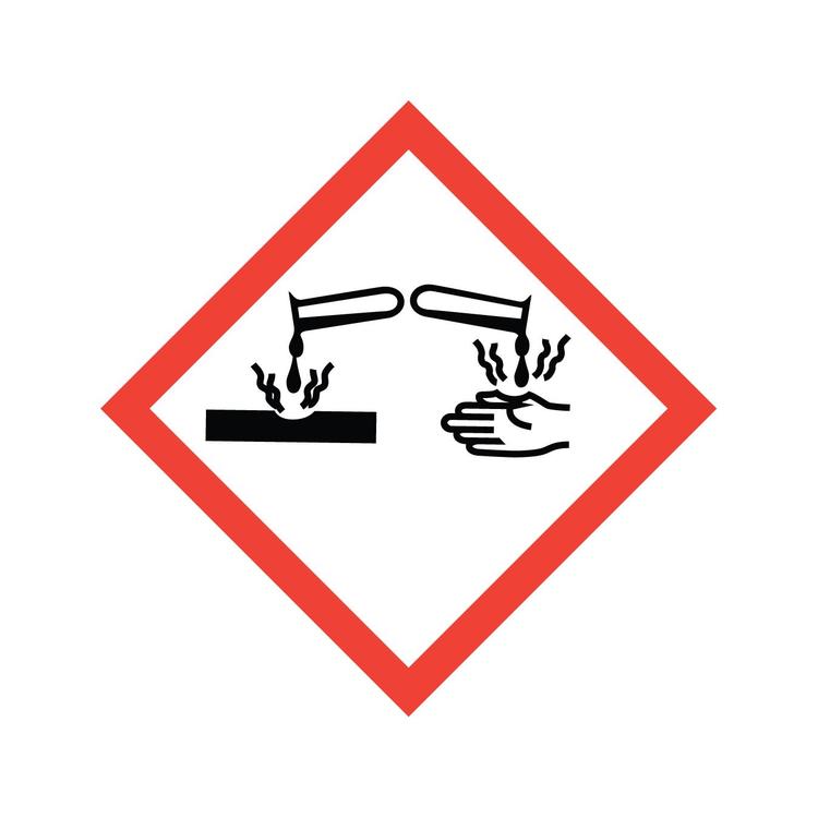 <p>Materials causing skin corrosion/burns or eye damage on contact, or that are corrosive to metals.</p>