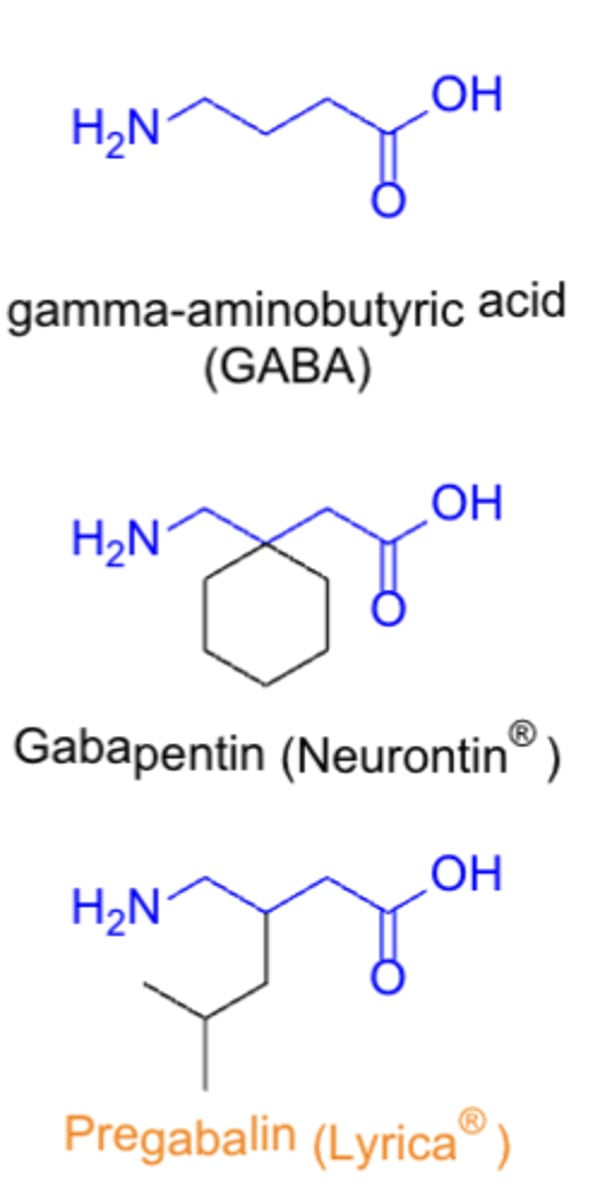 <p>- gabapentin (Neurontin),</p><p>-pregabalin (Lyrica)</p>