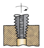 <p>Cylindrical tool with cutting teeth arranged in spiral, whose pitch is equal to that of the desired screw threads</p>