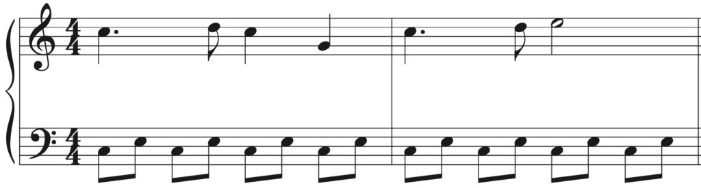 <p>A short melodic phrase repeated throughout a composition, sometimes slightly varied or transposed to a different pitch.</p>