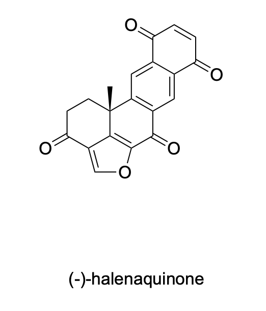 <p>Please denote the expected splitting pattern in a 1H NMR spectra for each signal in the following structure:</p>