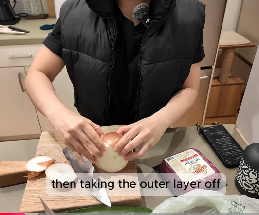 <p>Take the outer layer of</p>