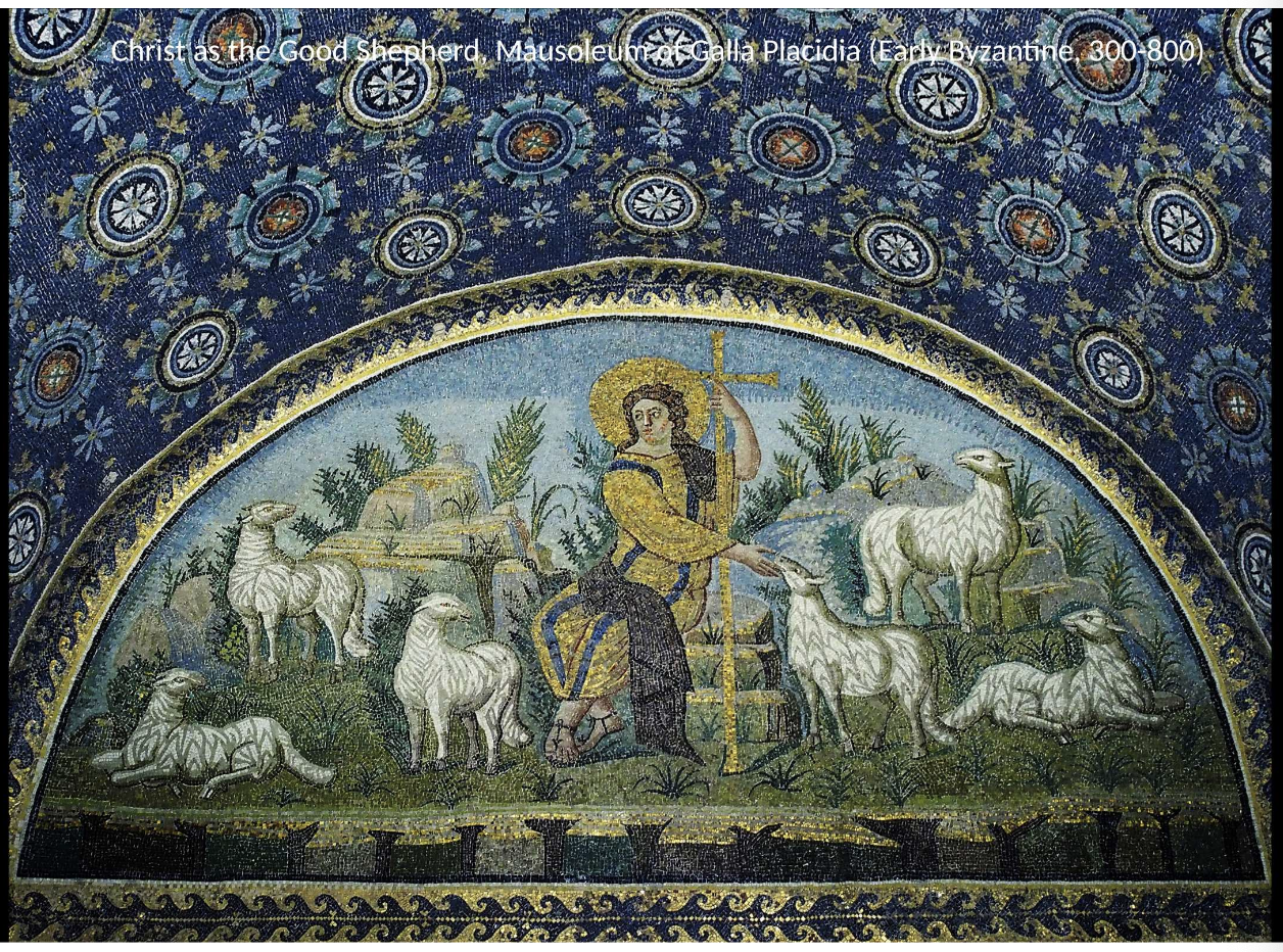 <p>Christ as the Good Shepherd, Mausoleum of Galla Placidia</p>