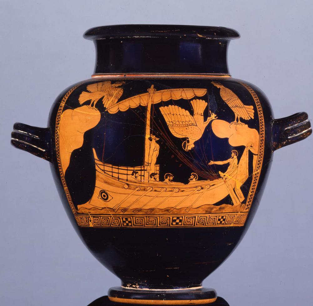 <p>Siren Painter: Athenian stamnos, Greek, c. 480-470</p>