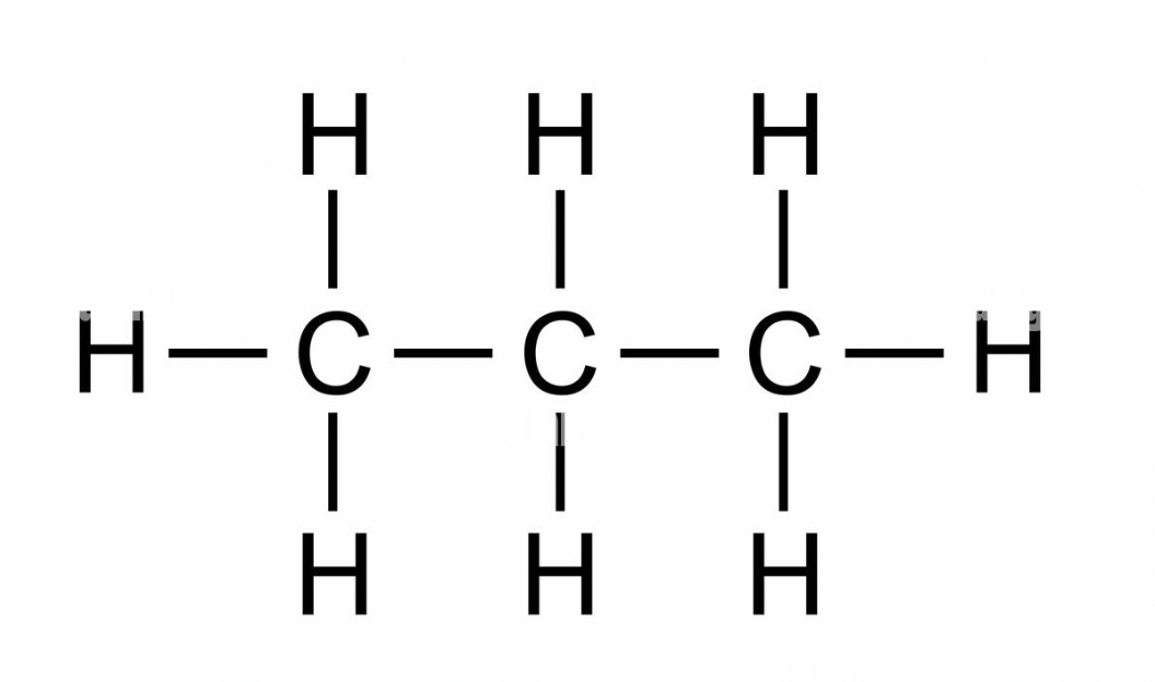 <p>C3H8 - CH3CH2CH3</p>