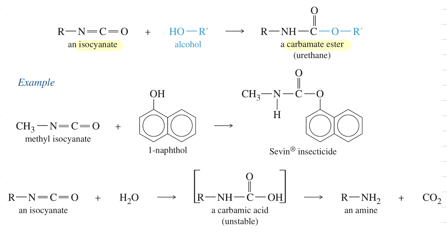 <p><span><strong><mark data-color="#fff55f" style="background-color: #fff55f; color: inherit">R-NCO (isocyanate) + HO-R (alcohol)</mark></strong></span></p>