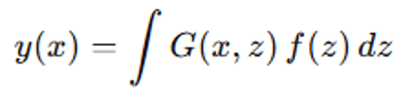 <p>V(r) = (1/ε₀)∫ρ(r')G(r',r) d³r'</p><p>2 BC or 1 IC, G⁻ = G⁺ , dG⁻ /dr - dG⁺ /dr</p>