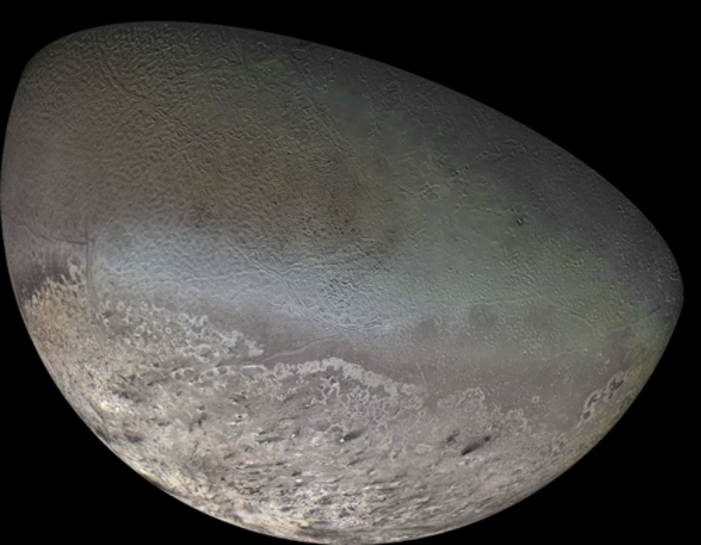 <p>How does the bright material on the bottom half of Triton form?</p>