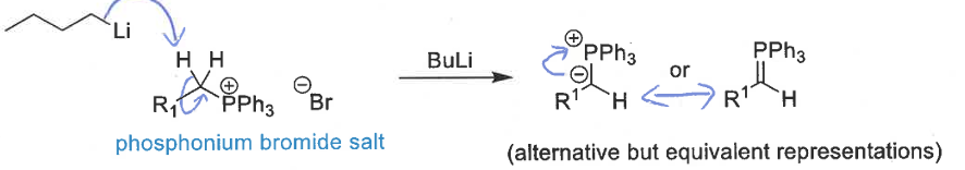 <p>phosphonium bromide salt + BuLi</p>