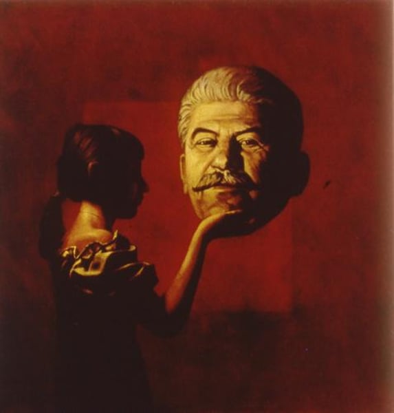 <p>Painting of the head of Josef Stalin perched on Judith's (an Israelite who beheaded an invading general) hand by Komar and Melamid (2 exiled Soviet artists)</p>