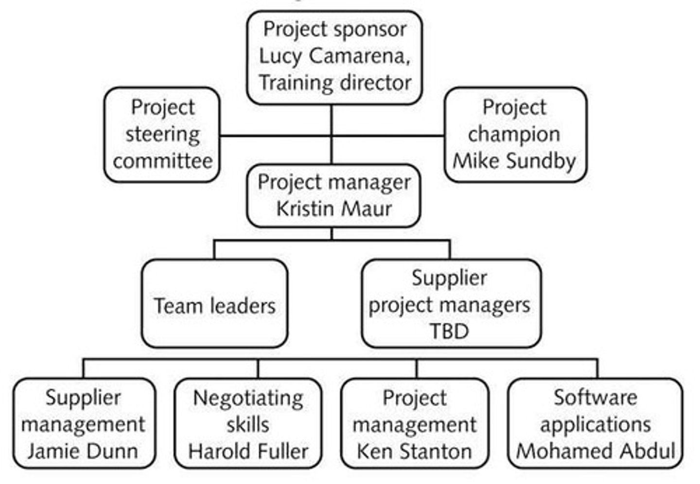 <p>A visual representation of the project's organizational structure, showing roles and responsibilities.</p>