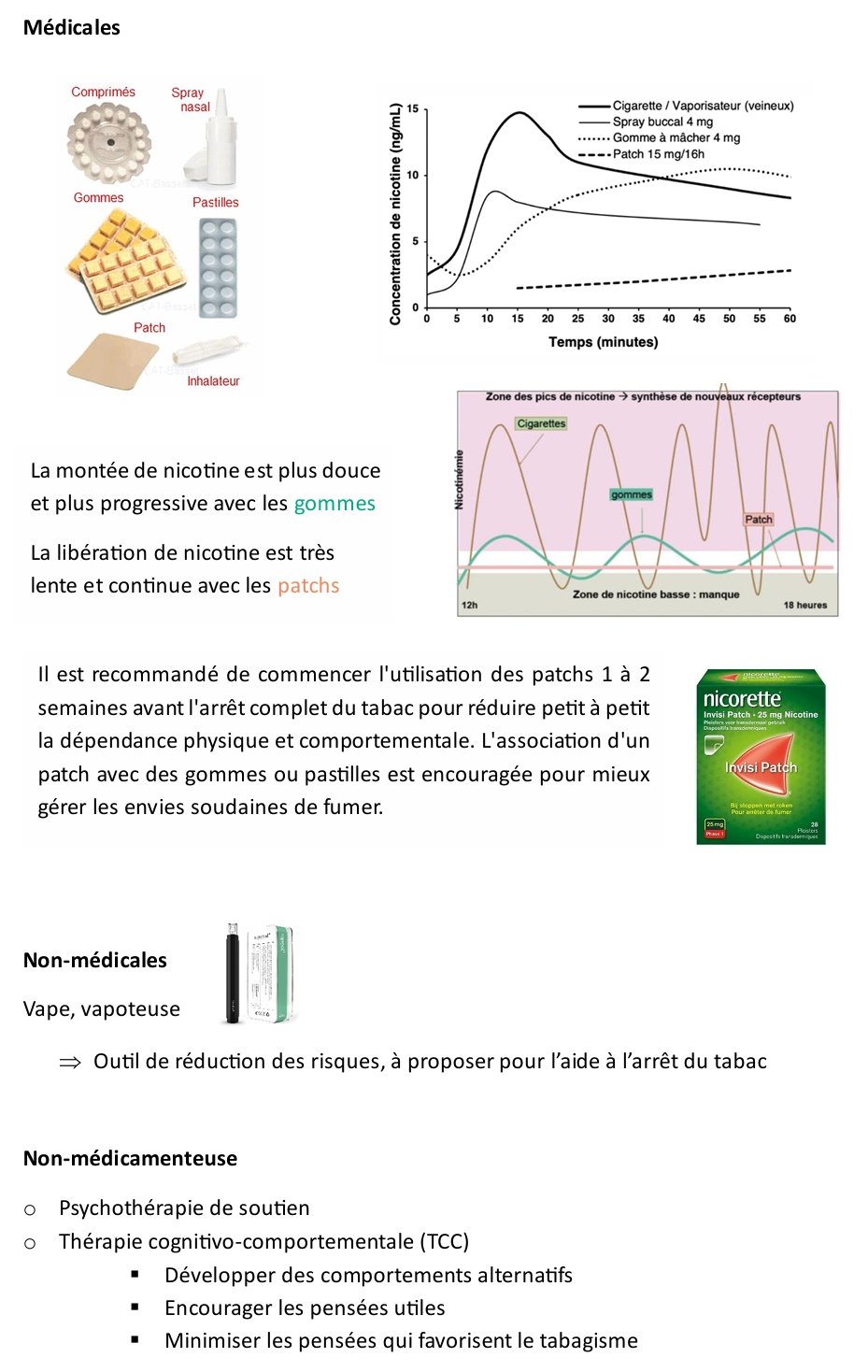<ul><li><p>Médicales</p></li><li><p>Non-médicales</p></li><li><p>Thérapies </p></li></ul><p></p>
