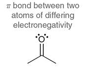 <p>π Bond Between 2 Atoms of Differing Electronegativity (arrow:movement)</p>