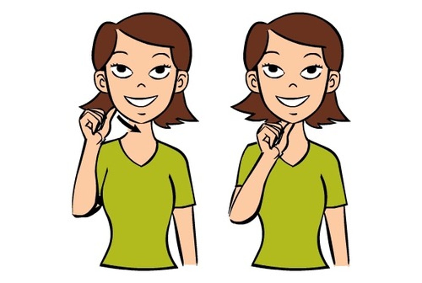 <p>A hand shape - the extended thumb strokes the side of the jawbone.</p>