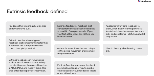 <p>Define Extrinsic feedback.</p>