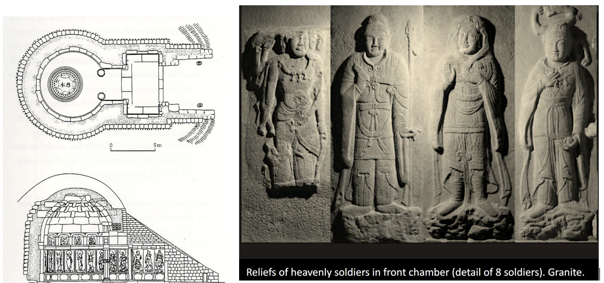<p><span style="color: rgb(0, 0, 0);">Sokkuram (originally Sokbul Monastery), Mt. Toham, Kyungju. Unified Silla (c.751)</span><span style="color: rgb(0, 0, 0);"><br></span><span style="color: rgb(0, 0, 0);">Sponsored by Kim Taesong</span></p><p></p><p><span style="color: rgb(0, 0, 0);">Structure:</span></p><ul><li><p>Combination of Indian Caitya hall and central asian/ Chinese cave temple</p></li><li><p>Appropriation of 2 cultural models</p></li><li><p>Additive construction process instead of cutting into rock. Granite is very difficult</p></li><li><p>Heavenly soldiers protecting the space, in front chamber</p></li><li><p>Rear chamber: Buddha and disciples and 1 Bodhisattva</p></li><li><p>“Sound observer” hears pain of sentient beings, knowing and understanding not just hearing, Bodhisattva of compassion, 11 heads amplifies ability</p></li><li><p>Largest Buddha in korean peninsula</p></li><li><p>Gupta style Buddha (indian) </p></li><li><p>Carefully embodies Buddha’s paradise and hierachy of each figure</p></li></ul><p></p><ul><li><p>Earth touching mudra, event in Sakyamuni’s life where Mara (evil spirit) is stopping him from reaching enlightenment, so he touches the ground and an earthquake happens </p></li><li><p><strong>Identification of Buddha: </strong>Textual source of Avatamsaka Sutra; Sakyamuni as an emanation of Vairocana as he becomes Vairocana at moment of enlightenment</p></li><li><p>Hence the entire space is the Lotus Storehouse Realm</p></li><li><p><strong>Visualization of Avatamsaka Doctrine</strong></p></li><li><p>Consisten sqrt(2) ratio everywhere, ratio of infinity, designer’s concious effort to emulate infinity realm</p></li><li><p></p></li></ul><p></p><p></p>