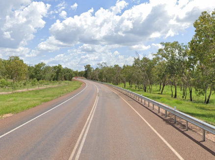 <p>The vegetation surrounding which city features dark red soil, rich green grass and trees and typically black tree trunks?</p>