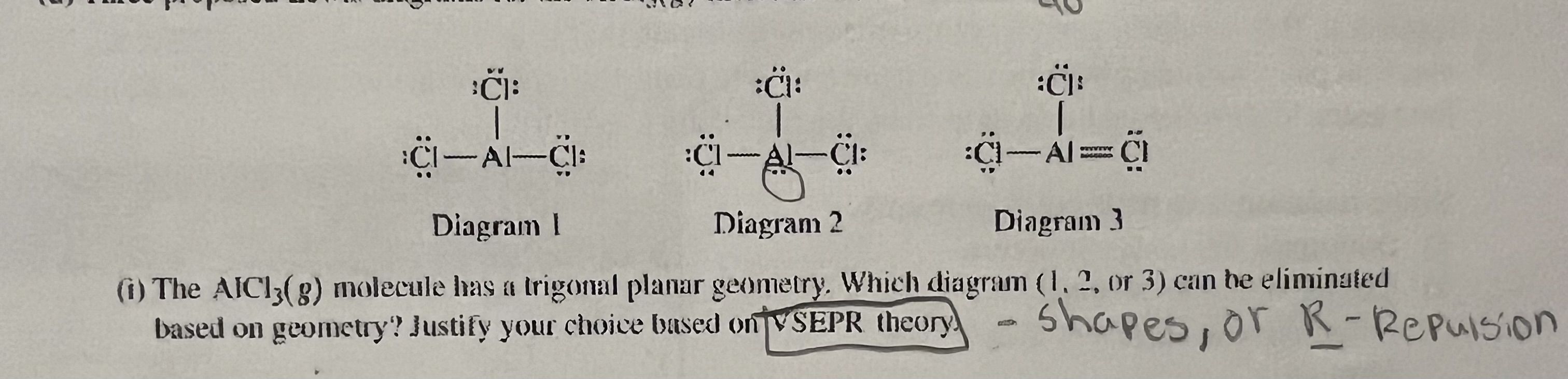 <p>Justify based on VSEPR theory</p>
