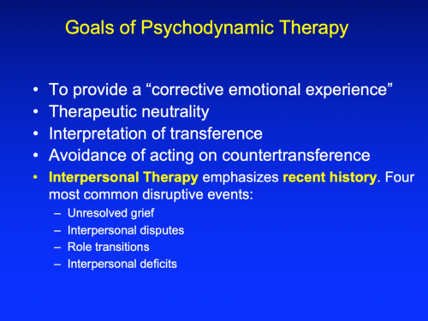<p>helping patients gain perspective on feelings they seem to be defending against/self-insight</p>