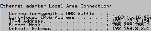 command to display basic network adapter configurations