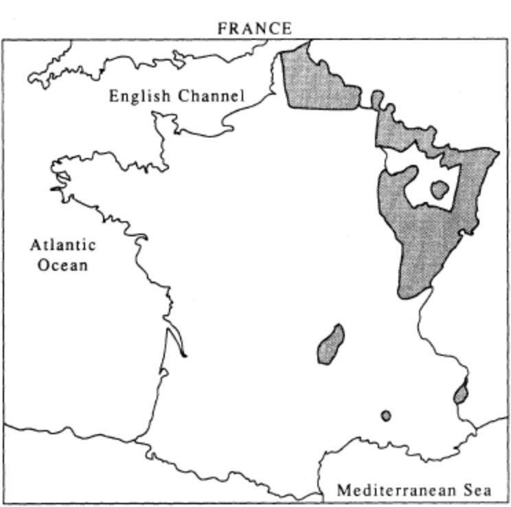 <p><span style="font-family: Roboto, LearnosityMath, Helvetica Neue, Helvetica, Arial, sans-serif">The shaded areas on the map of early eighteenth century France shown above represent</span></p>