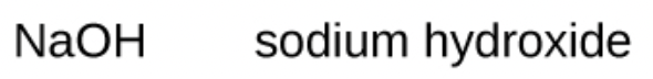 <p>sodium hydroxide - STRONG BASE</p>